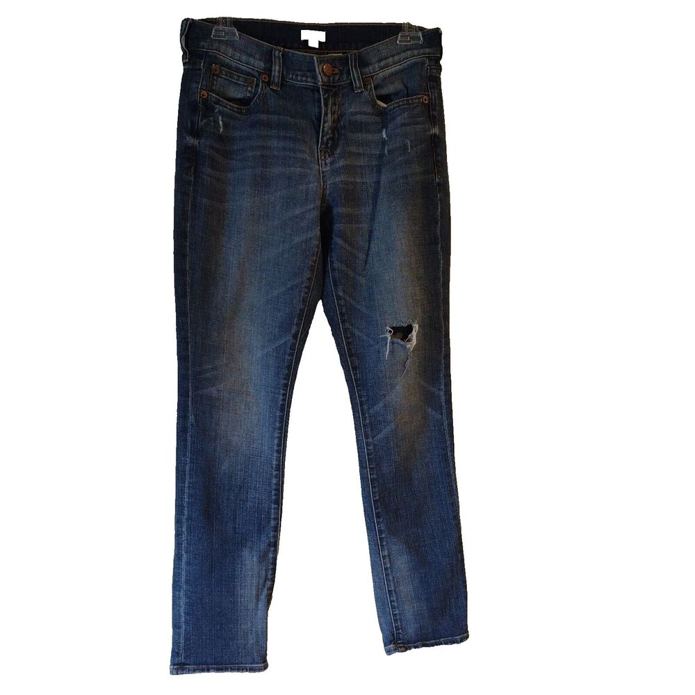 J. Crew Factory Stretch 25 Blue Jeans Straight Distressed Women's Denim